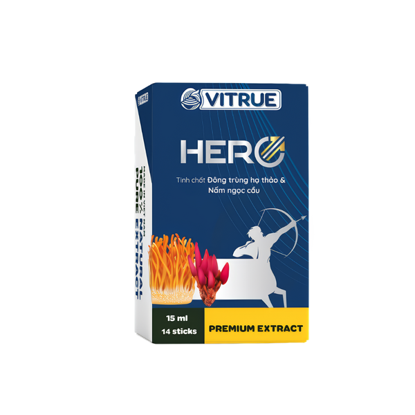 Vitrue Hero Tinh Chất Đông Trùng Hạ Thảo Và Nấm Ngọc Cầu Bổ Sung Nội Tiết Tố Nam Hộp 14 Gói