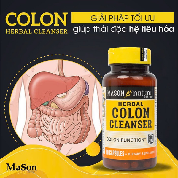 Mason Natural Colon Herbal Cleanser Viên Uống Hỗ Trợ Chức Năng Đại Tràng 60 Viên
