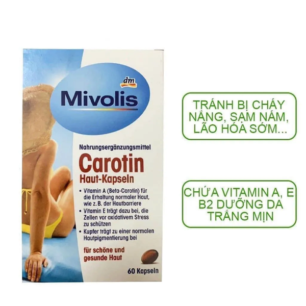 Viên Uống Chống Nắng Mivolis Carotin Das Gesunde Plus Đức 60 Viên