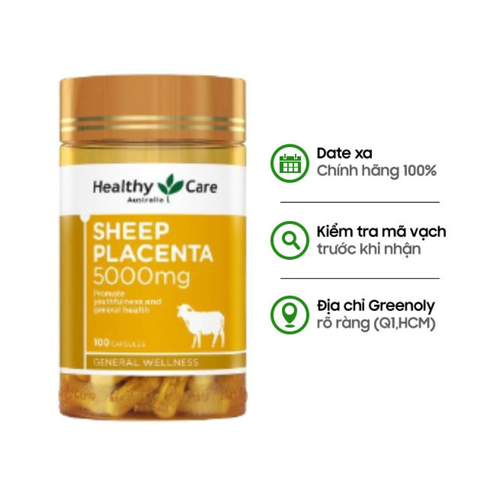 Healthy Care Viên Uống Nhau Thai Cừu Sheep Placenta 5000mg 100 Viên