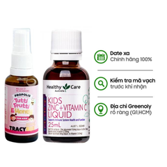 Combo Bảo Vệ Hô Hấp Cho Trẻ - Healthy Care Vitamin C Kẽm, Keo Ong Xanh Tracybee Vị Trái Cây