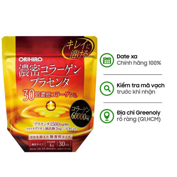 Orihiro Bột Collagen Nhau Thai Heo 60000mg 120g