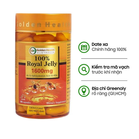 Golden Health Viên Uống Sữa Ong Chúa Royal Jelly 1600mg 100 Viên