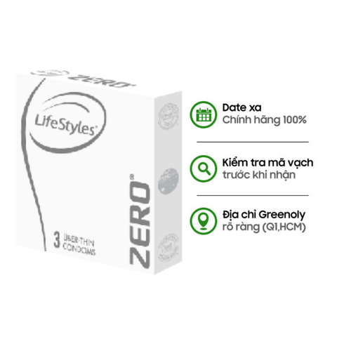 LifeStyles Bao Cao Su Zero Siêu Mỏng Hộp 3 Cái