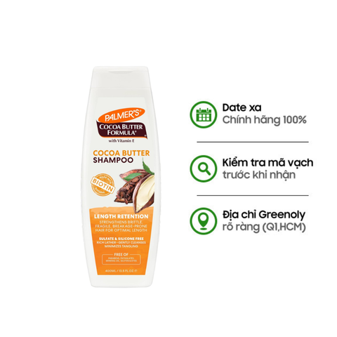 Palmer's Dầu Gội Bơ Cacao Dưỡng Tóc with Vitamin E Shampoo 400ml