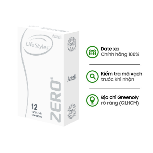 LifeStyles Bao Cao Su Zero Siêu Mỏng Hộp 12 Cái