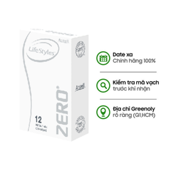 LifeStyles Bao Cao Su Zero Siêu Mỏng Hộp 12 Cái