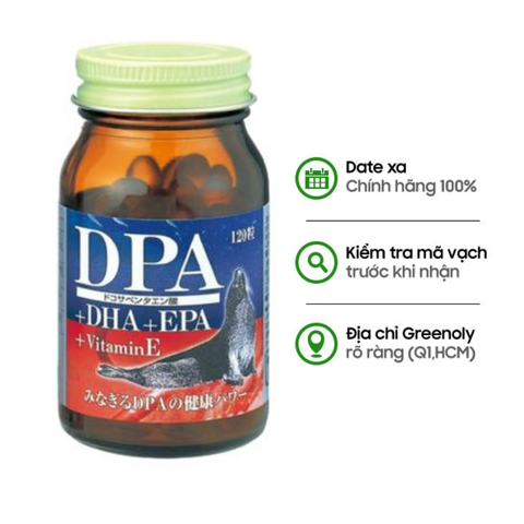 Orihiro Viên Uống Bổ Não DPA DHA EPA Vitamin E 120 Viên