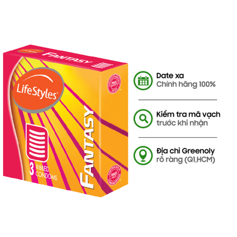 LifeStyles Bao Cao Su Fantasy Có Gân Ngang Hộp 3 Cái
