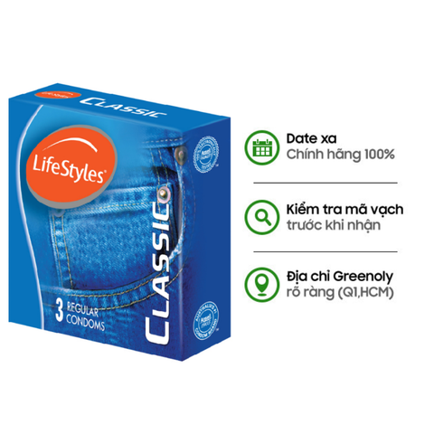 LifeStyles Bao Cao Su Classic Mềm Mại Hộp 3 Cái