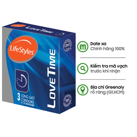 LifeStyles Bao Cao Su Love Time Kéo Dài Thời Gian Hộp 3 Cái