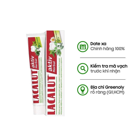 Lacalut Aktiv Herbal Kem Đánh Răng Thảo Dược Ngăn Ngừa Viêm Nướu, Tụt Lợi, Giảm Chảy Máu Chân Răng 75ml