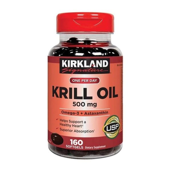 Kirkland Viên Uống Dầu Tôm Hỗ Trợ Tim Mạch 500mg Signature Krill Oil 160 Viên