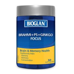 Bioglan Viên Hỗ Trợ Chức Năng Não Và Trí Nhớ Brahmi+PS+Ginkgo Focus 50 Viên