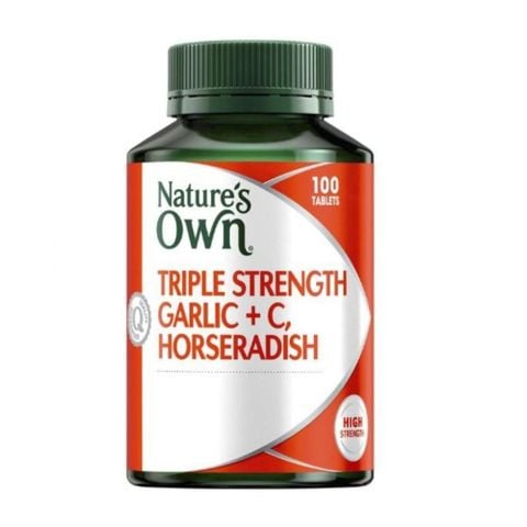 Nature's Own Viên Uống Tăng Cường Hệ Miễn Dịch Chiết Xuất Tỏi, Vitamin C& Cây Cải Ngựa Triple Strength Garlic C Horseradish 100 Viên