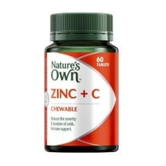 Nature's Own Viên Nhai Bổ Sung Kẽm & Vitamin C Zinc + C 60 Viên