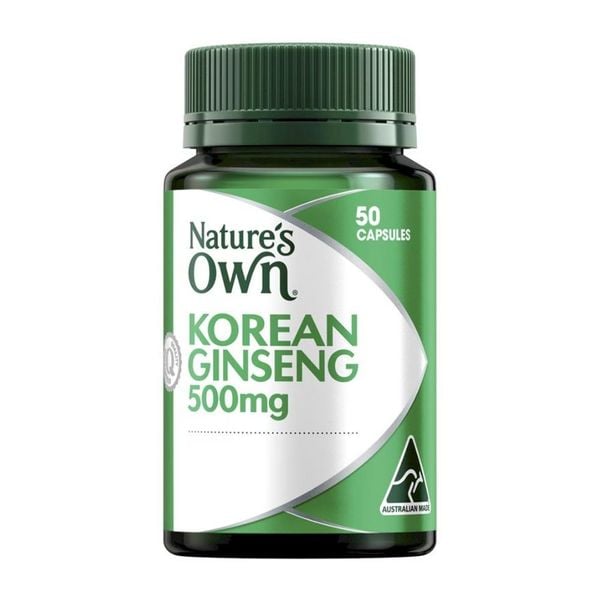 Nature's Own Viên Uống Chiết Xuất Nhân Sâm Hàn Quốc 500mg Korean Ginseng 50 Viên