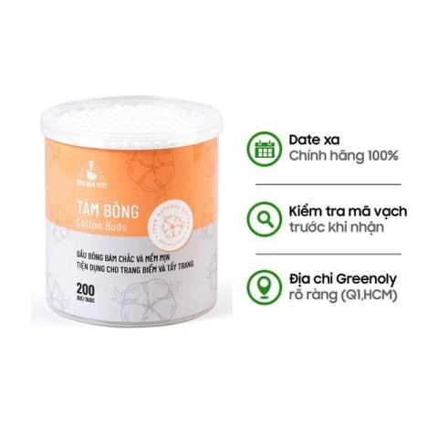 Bông Bạch Tuyết Tăm Bông Cho Người Lớn BBT Hộp Tròn 200 Que