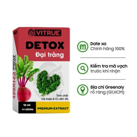 Vitrue Tinh Chất Thảo Mộc Detox Thải Độc Đại Tràng Ngăn Ngừa Các Vấn Đề Về Đường Ruột Hộp 14 Gói