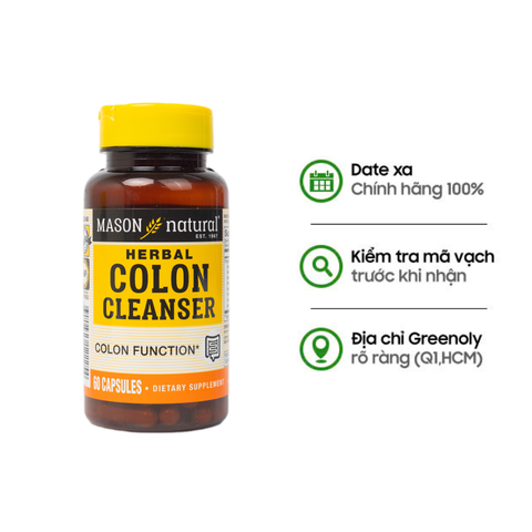 Mason Natural Colon Herbal Cleanser Viên Uống Hỗ Trợ Chức Năng Đại Tràng 60 Viên