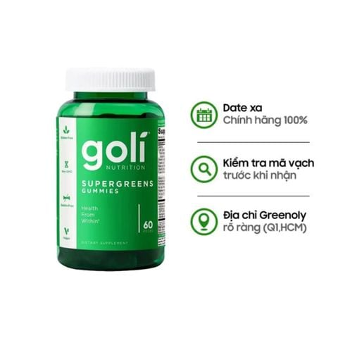 Kẹo Dẻo Bổ Sung Chất Xơ Hỗ Trợ Tiêu Hóa Goli Supergreens 60 Gummies