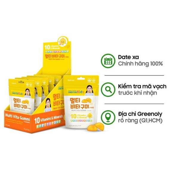 HSD 03/07/2026 Kolmar Kẹo Dẻo Dinh Dưỡng Condition Kids Multi Vita Gummi Curcumin 5 Gói