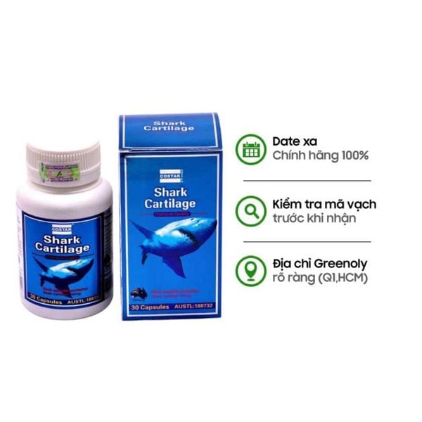 Costar Viên Uống Hỗ Trợ Xương Khớp Sụn Cá Mập Blue Shark Cartilage 750mg (30 Viên)