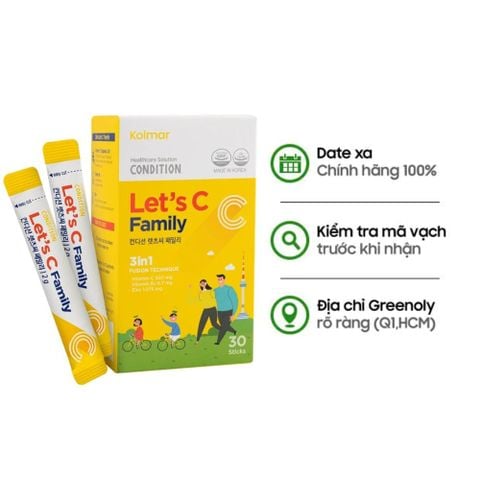 Kolmar Bột Bổ Sung Vitamin C, Kẽm Condition Let's C Family 30 Gói