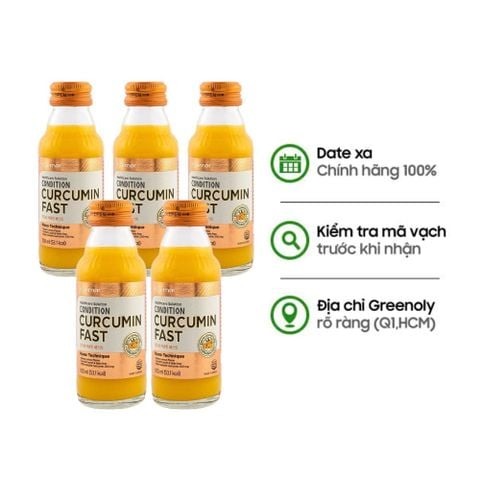 Kolmar Nước Tinh Chất Nghệ Hỗ Trợ Chức Năng Tiêu Hóa, Dạ Dày Condition Curcumin Fast Combo 5 Chai x 100ml