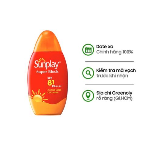 HSD 12/06/2026 Sunplay Sữa Chống Nắng Cực Mạnh Đi Biển Super Block SPF81 70g