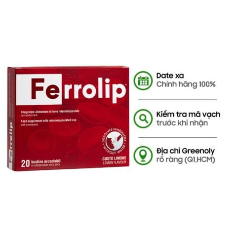 Ferrolip Sắt Sinh Học Dạng Bột Tăng Khả Năng Hấp Thu Không Gây Nóng 20 Gói