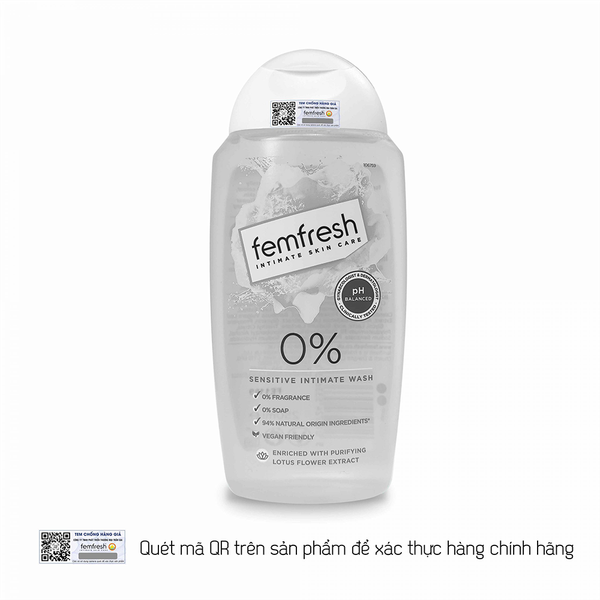 Femfresh Nước Rửa Phụ Khoa Dành Cho Da Nhạy Cảm 0% Sensitive Intimate Wash 250ml