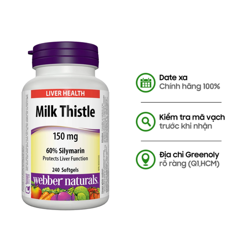 Webber Naturals Viên Uống Hỗ Trợ Bảo Vệ Chức Năng Gan Milk Thistle 150mg Hộp 240 Viên