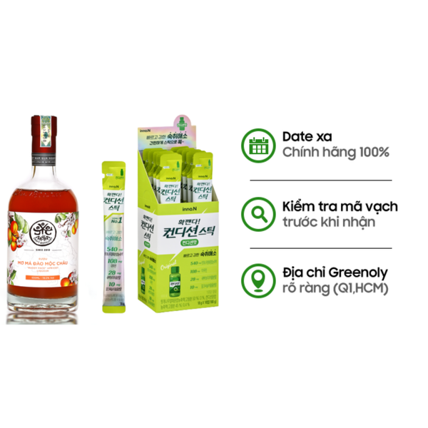 Combo Rượu Mơ Mầm 530ml & Inno.N Thạch Giải Rượu Chiết Xuất Khúng Khéng Vị Nguyên Bản 10 Gói