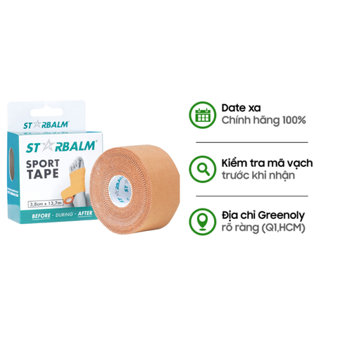 Starbalm Băng Vải Thể Thao Màu Nâu Giúp Cố Định Khớp Và Dây Chằng Cuộn 3.8cm x 13.7m