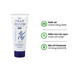 Hatomugi Sữa Rửa Mặt Tẩy Trang Chiết Xuất Ý Dĩ The W Cleansing Foam 130g- Quà Tặng