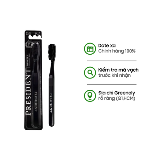 President Bàn Chải Trắng Smokers Lông Cứng Chuyên Dụng Cho Người Thường Xuyên Uống Cà Phê Và Hút Thuốc Lá 9 MIL