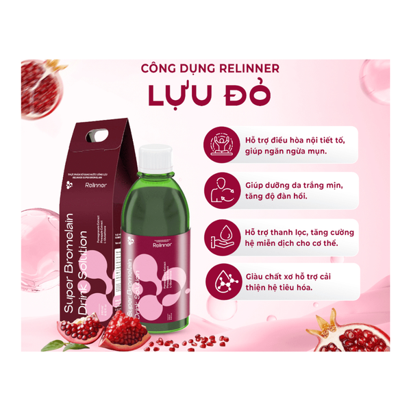 Relinner Nước Uống Lựu Đỏ Hỗ Trợ Điều Hòa Nội Tiết Cho Da Trắng Mịn Chai 240ml