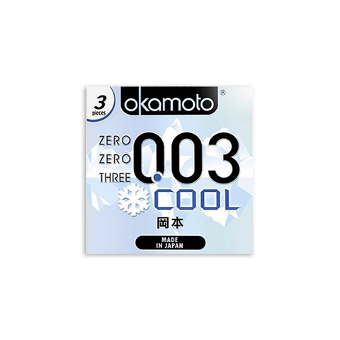Okamoto Bao Cao Su Siêu Mỏng Bóng Láng Mát Lạnh 0.03 Cool Hộp 3 Cái