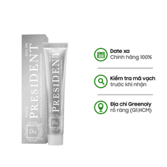 President Kem Đánh Răng Trắng White 100 RDA Chứa Địa Y Làm Trắng Răng Hàng Ngày Và Ngăn Ngừa Sâu Răng 75g