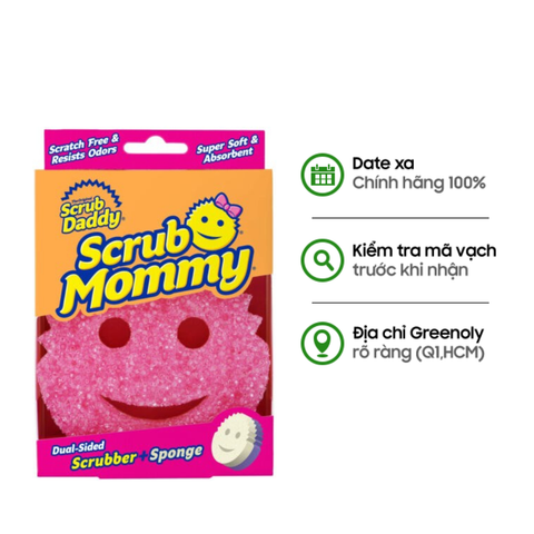 Scrub Mommy Pink Bọt Biển Măt Cười 2 Mặt Lau Chùi Đa Năng 1 Miếng