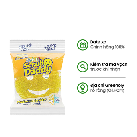 Scrub Daddy Bọt Biển Mặt Cười Dạng Mỏng 1 Inch Lau Chùi Đa Năng Essentials Yellow 1 Miếng