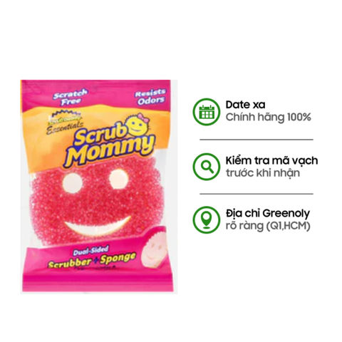 Scrub Mommy Bọt Biển Mặt Cười Dạng Mỏng 1 Inch 2 Mặt Lau Chùi Đa Năng  Essentials Pink 1 Miếng