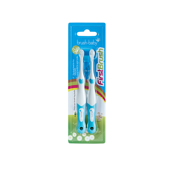 Brushbaby Bộ 2 Bàn Chải Đánh Răng Lông Mềm Mại Giai Đoạn 1 Cho Bé Từ 0 - 18
