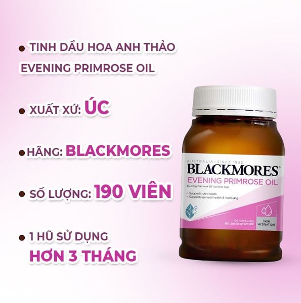 Tinh Dầu Hoa Anh Thảo Blackmores Úc Chính Hãng, Evening Primrose Oil - Ổn Định Nội Tiết, Đều Kinh, Giảm Khô Hạn