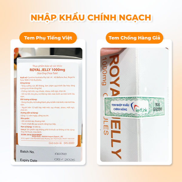 Careline Royal Jelly 1000mg - Sữa Ong Chúa Cao Cấp Của Úc 100 viên