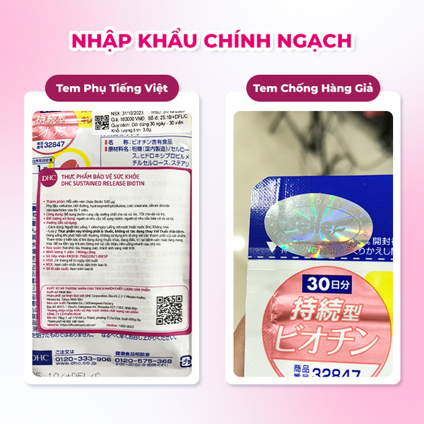 DHC Viên Uống Hỗ Trợ Ngăn Rụng Tóc Sustained Release Biotin 30 Ngày