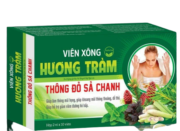 Viên Xông Mũi Họng Hương Tràm Thông Đỏ Sả Chanh (2 vỉ x 10 viên)