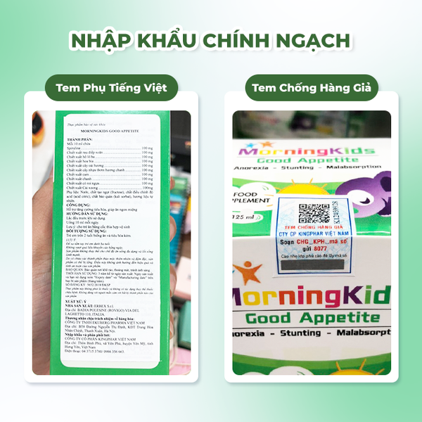 MorningKids Siro Hỗ Trợ Tiêu Hóa, Giúp Bé Ăn Ngon Good Appetite 125ml