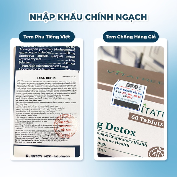 Vitatree Viên Uống Hỗ Trợ Thải Độc Phổi Lung Detox 60 Viên